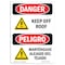 Signmission Safety Sign, OSHA Danger, 5" Height, Keep Off Roof Bilingual Spanish OS-DS-D-35-VS-1398 - alternate 1